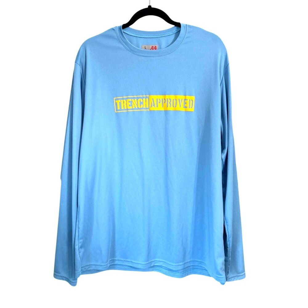A4 "Trench Approved" Long Sleeve Light Blue T-Shirt L